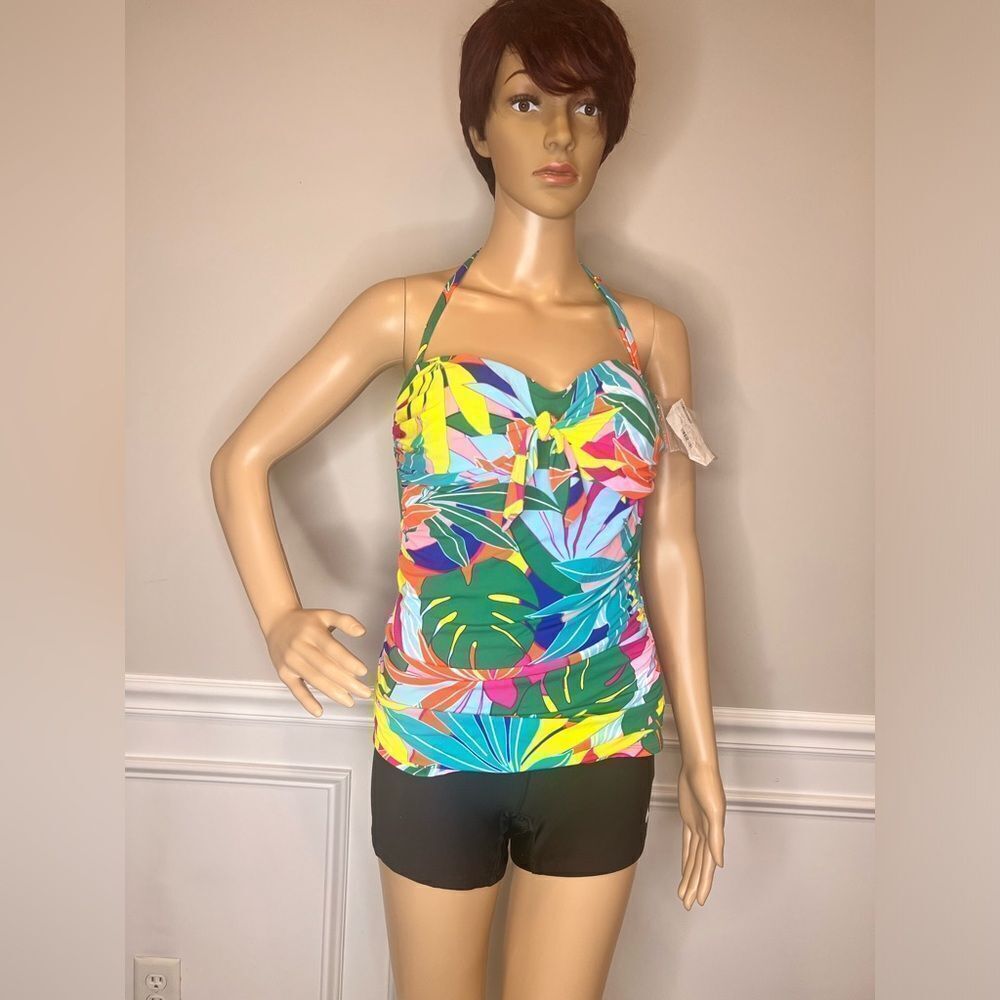 NWOT BLEU BY ROD BEATTIE LIFE OF THE PARTY DRAPED BANDEAU TANKINI - Picture 5 of 7